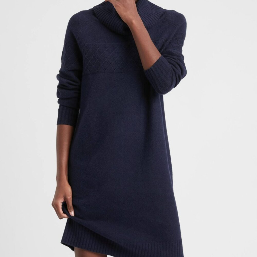 Dark Blue Pointelle Sweater Dress | Banana Republic Factory